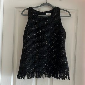 Julie Brown Black and Gold Tweed Sleeveless Top